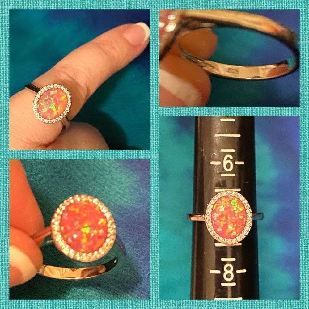 NWOT 925 silver faux opal stone ring size 7